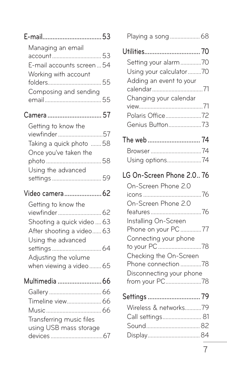 LG E739 User Manual | Page 7 / 146