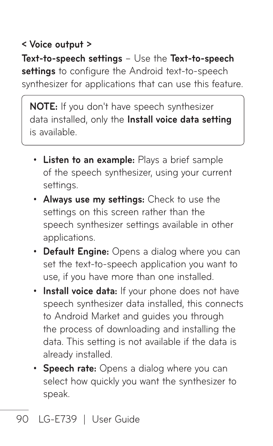 LG E739 User Manual | Page 90 / 146