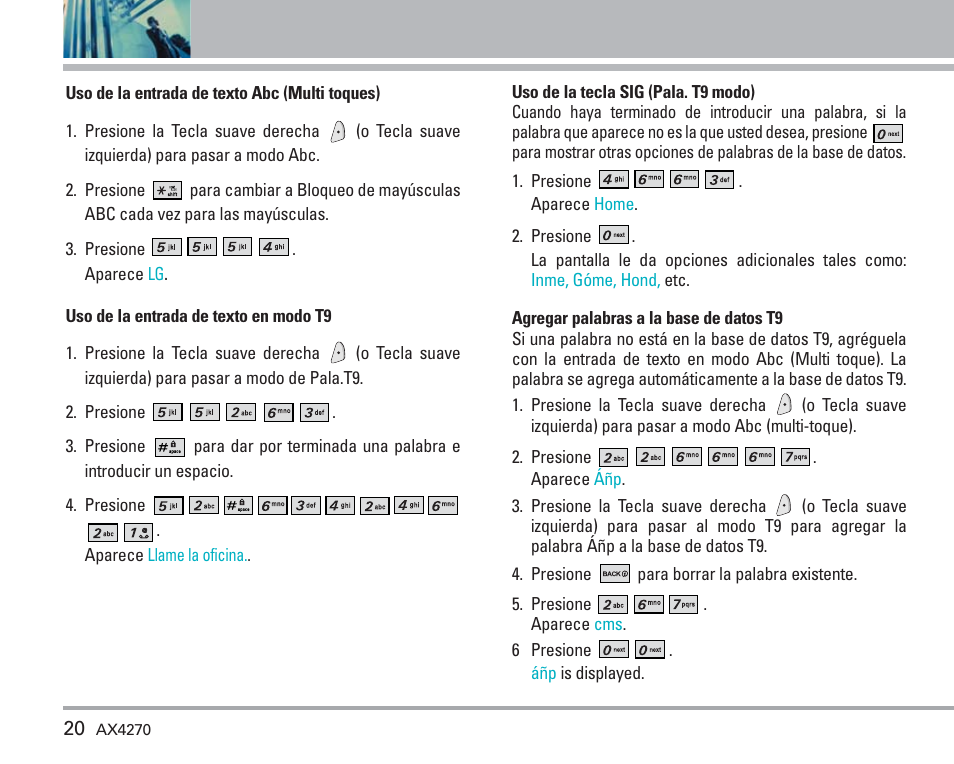 Introducir y editar información | LG AX4270 User Manual | Page 108 / 175