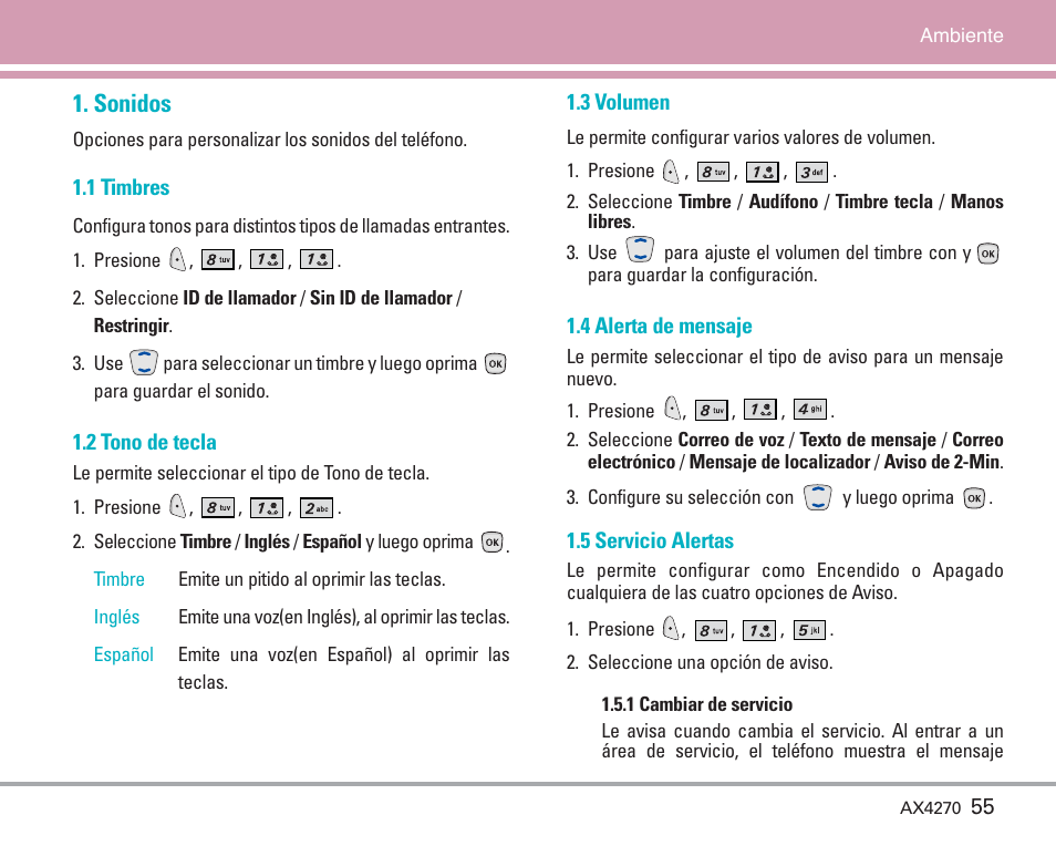 Sonidos | LG AX4270 User Manual | Page 143 / 175