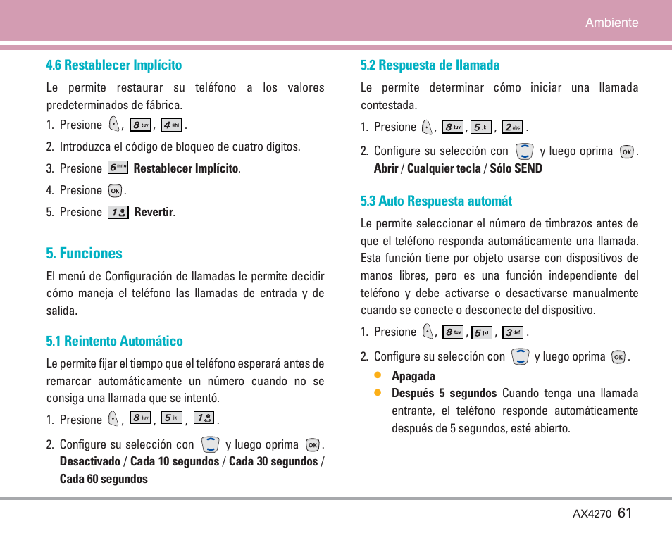 Funciones | LG AX4270 User Manual | Page 149 / 175