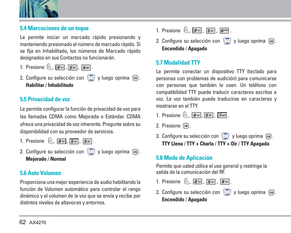 Uso de los menús del teléfono | LG AX4270 User Manual | Page 150 / 175