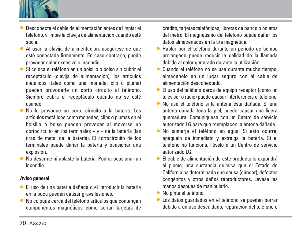 Seguridad | LG AX4270 User Manual | Page 158 / 175