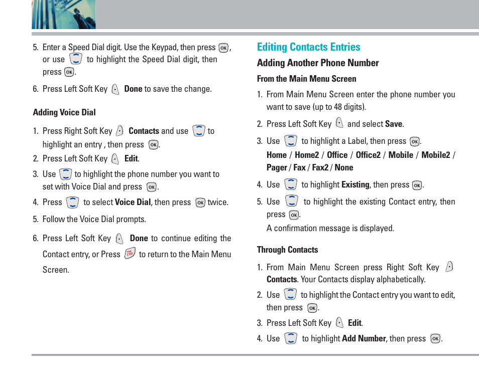 Editing contacts entries | LG AX4270 User Manual | Page 25 / 175