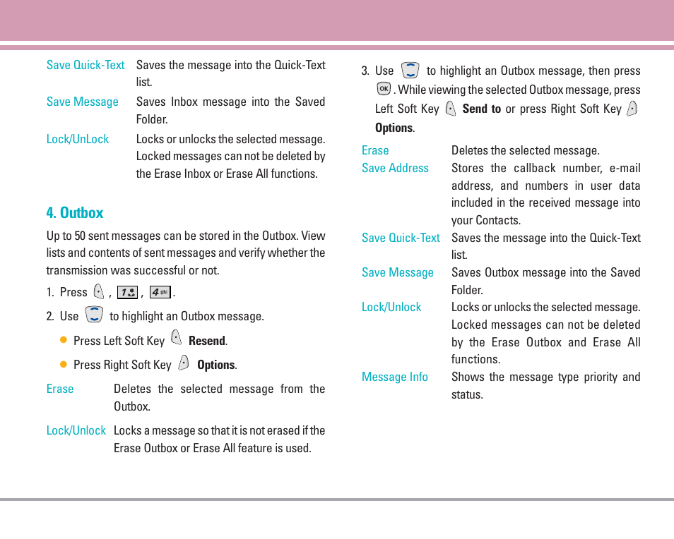 Outbox | LG AX4270 User Manual | Page 38 / 175