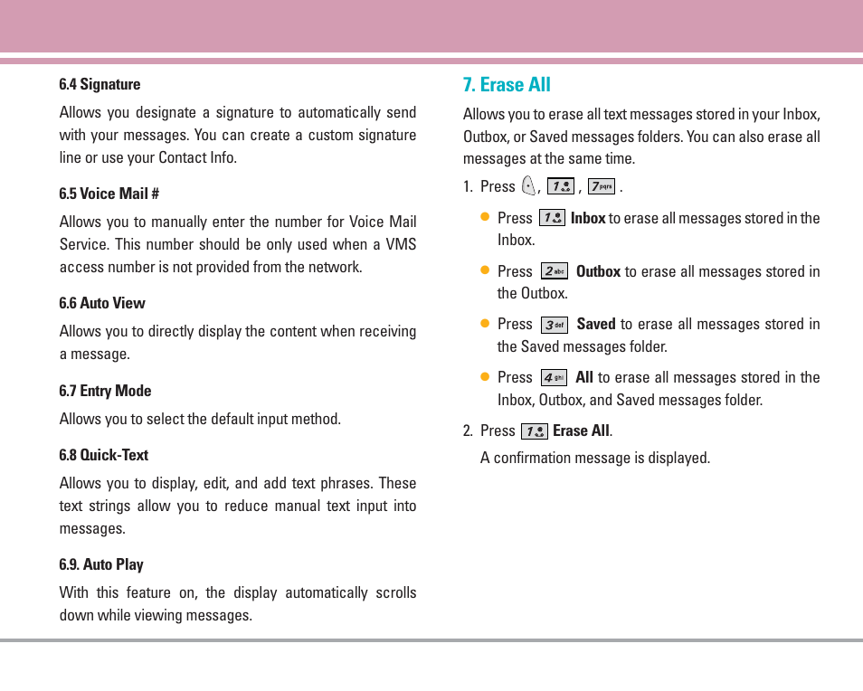 Erase all | LG AX4270 User Manual | Page 40 / 175