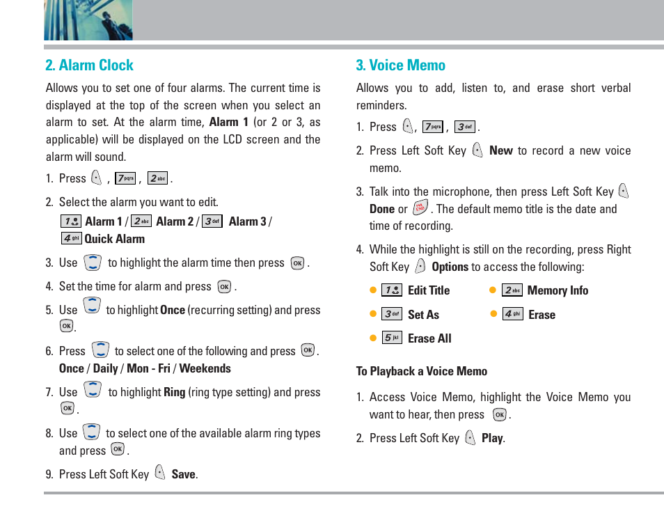 Using phone menus, Alarm clock | LG AX4270 User Manual | Page 53 / 175