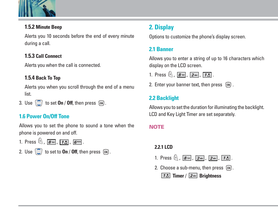 Using phone menus, Display | LG AX4270 User Manual | Page 57 / 175