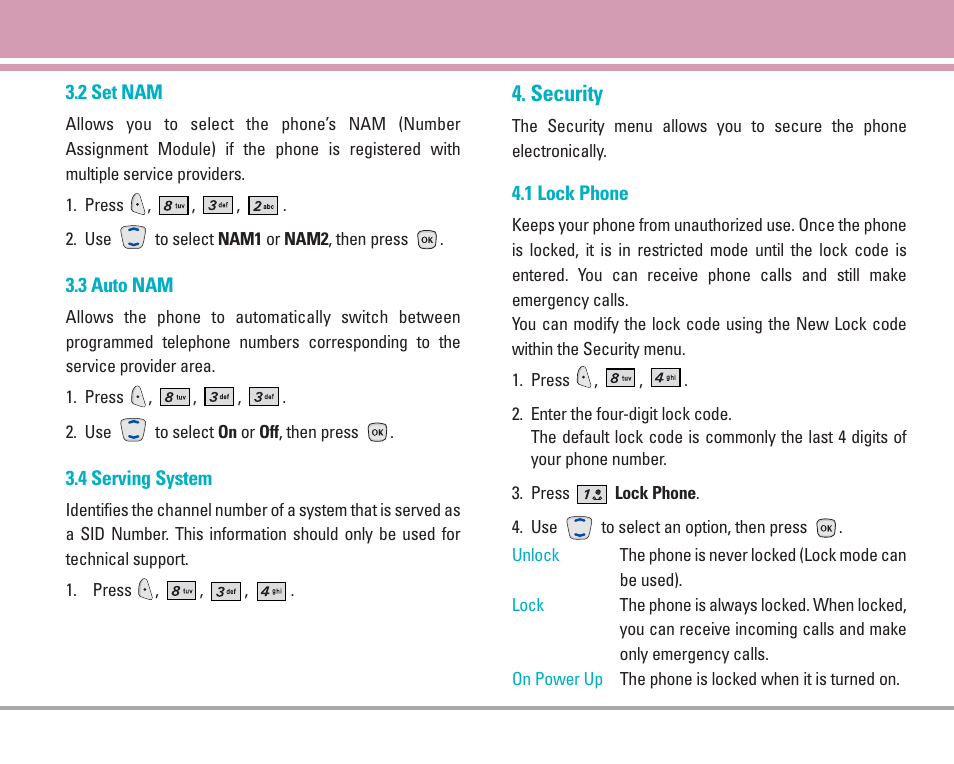 Security | LG AX4270 User Manual | Page 60 / 175