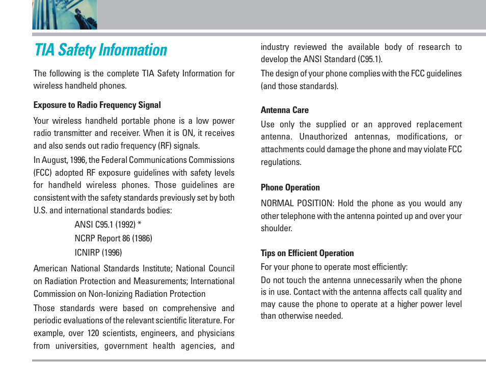 Tia safety information, Safety | LG AX4270 User Manual | Page 67 / 175