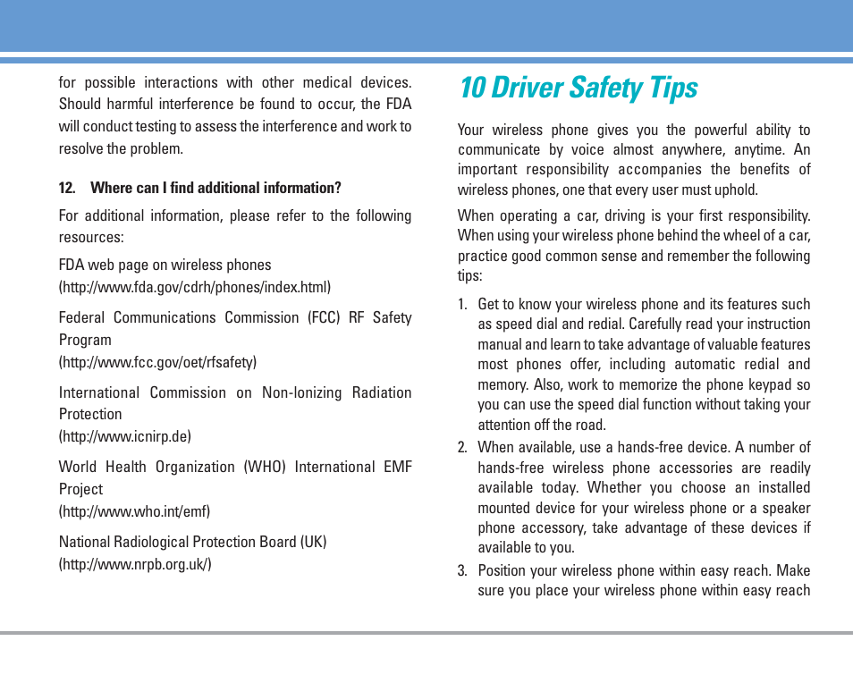 10 driver safety tips | LG AX4270 User Manual | Page 78 / 175