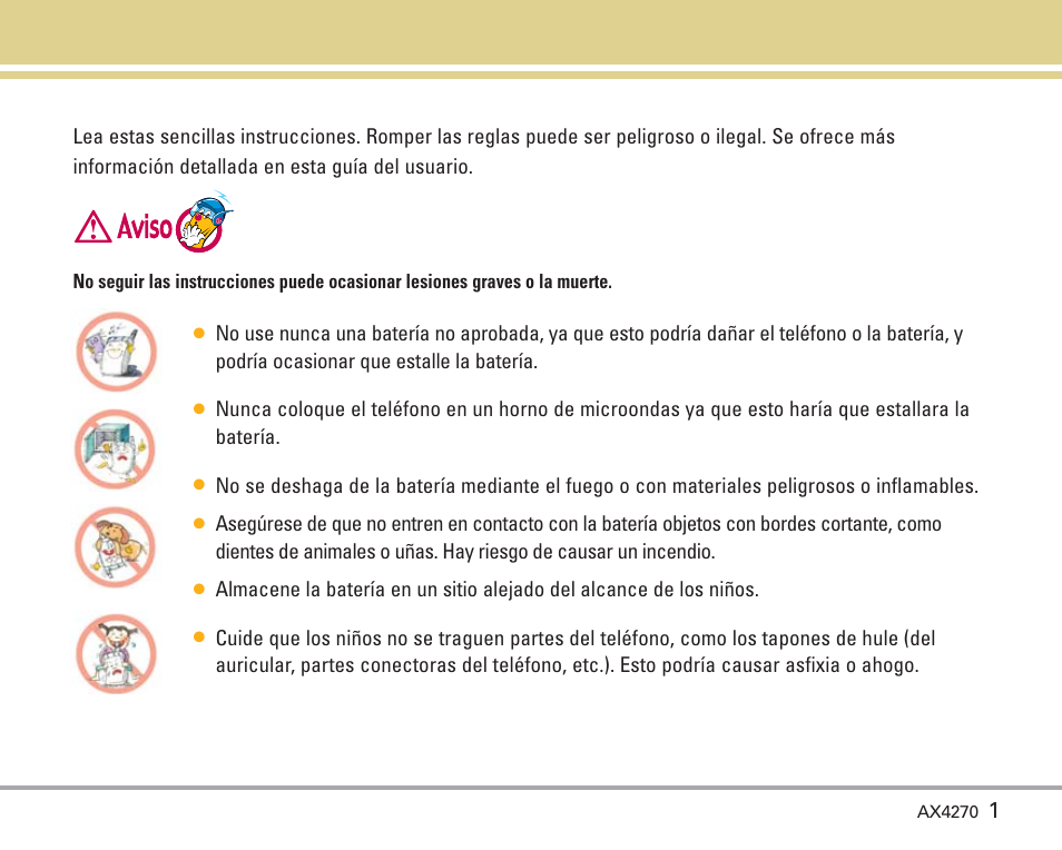 Precaución de seguridad importante | LG AX4270 User Manual | Page 89 / 175