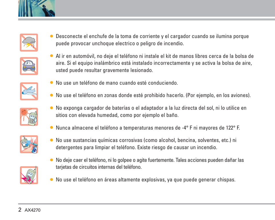 Precaución de seguridad importante | LG AX4270 User Manual | Page 90 / 175