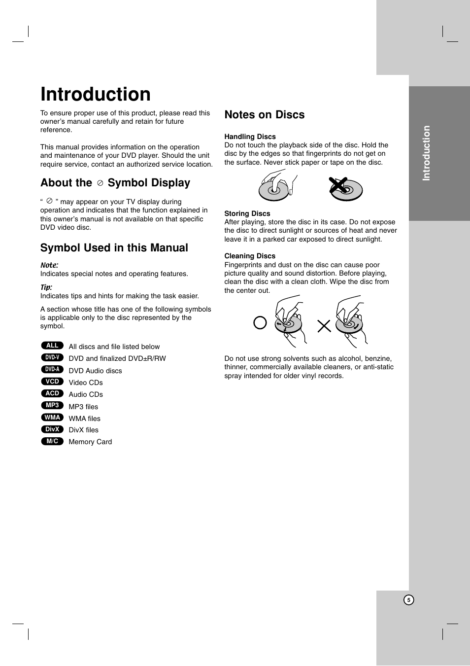 About the symbol display, Symbol used in this manual, Operation reference installation and setup | Introduction | LG LDA-731 User Manual | Page 5 / 26