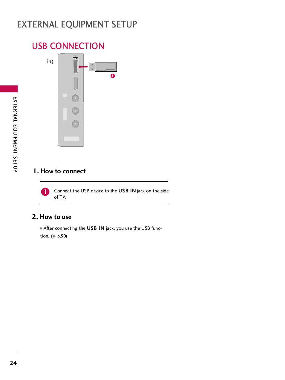 Usb connection, External equipment setup, How to connect | How to use | LG SAC33575901 User Manual | Page 26 / 117