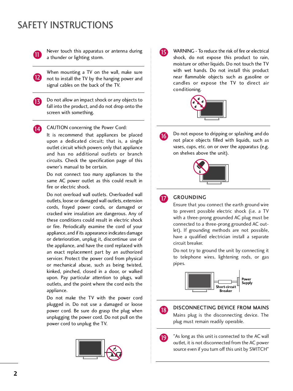 Safety instructions | LG SAC33575901 User Manual | Page 4 / 117