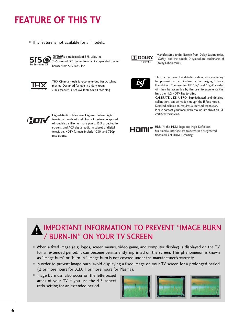 Feature of this tv | LG SAC33575901 User Manual | Page 8 / 117