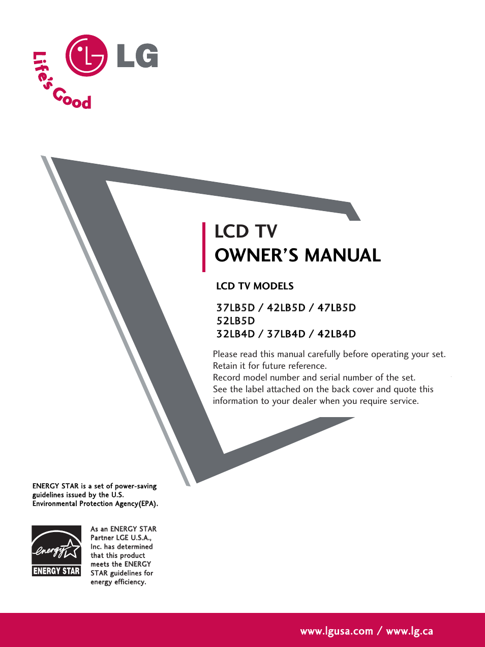 LG 32LB4D User Manual | 110 pages