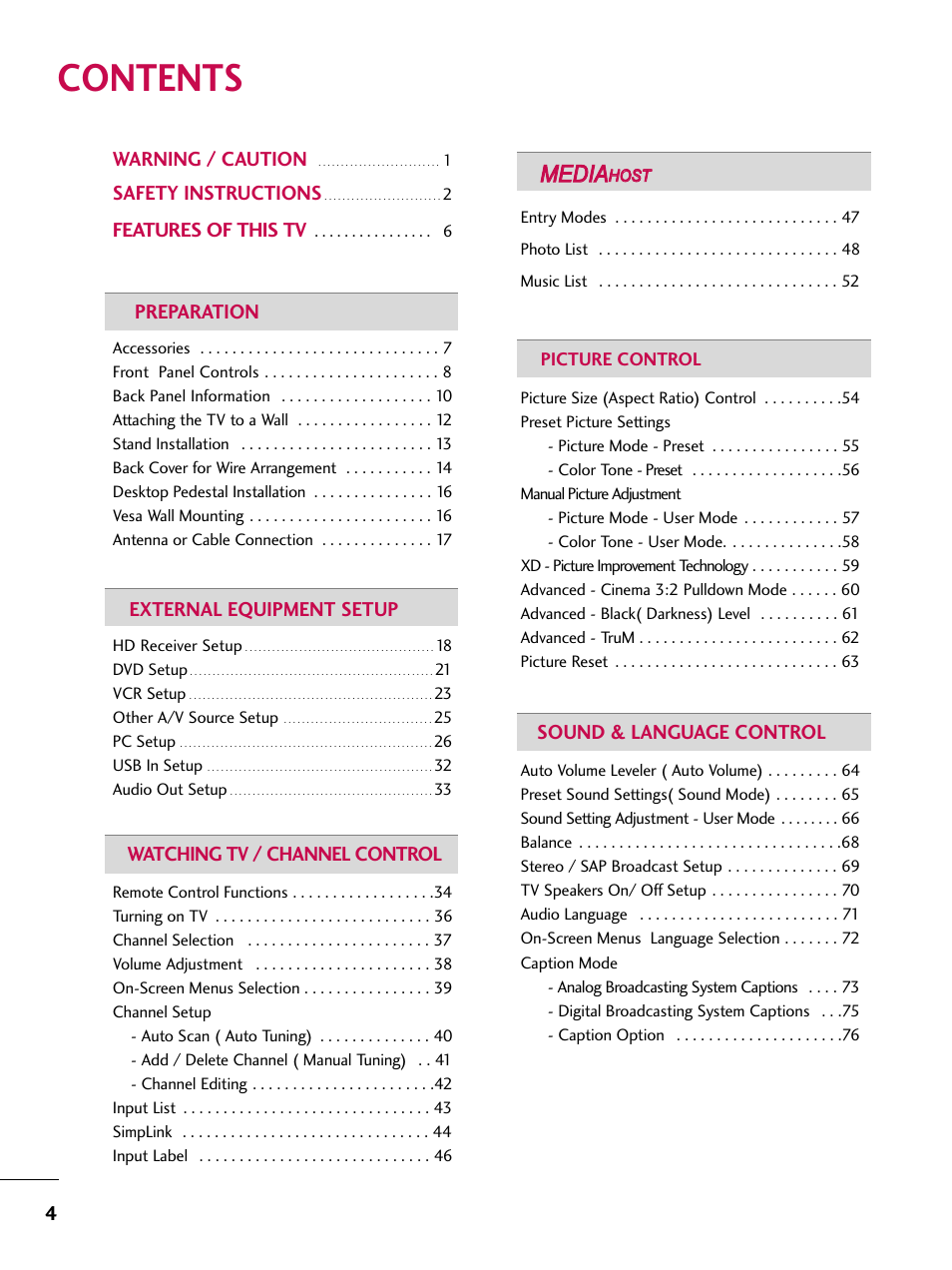 LG 32LB4D User Manual | Page 6 / 110