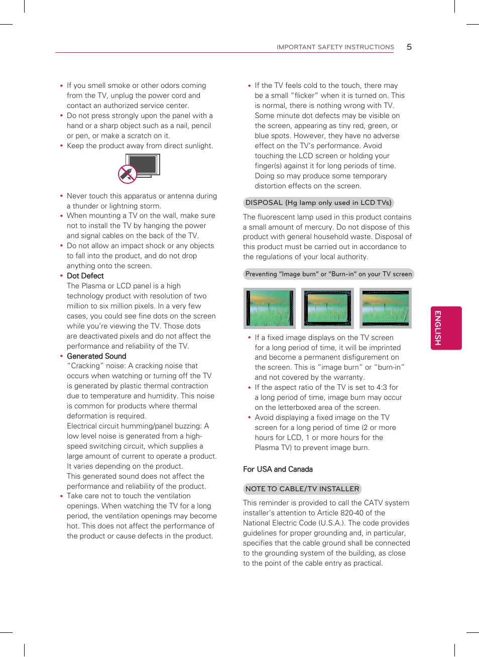 LG 22LT560C User Manual | Page 5 / 36