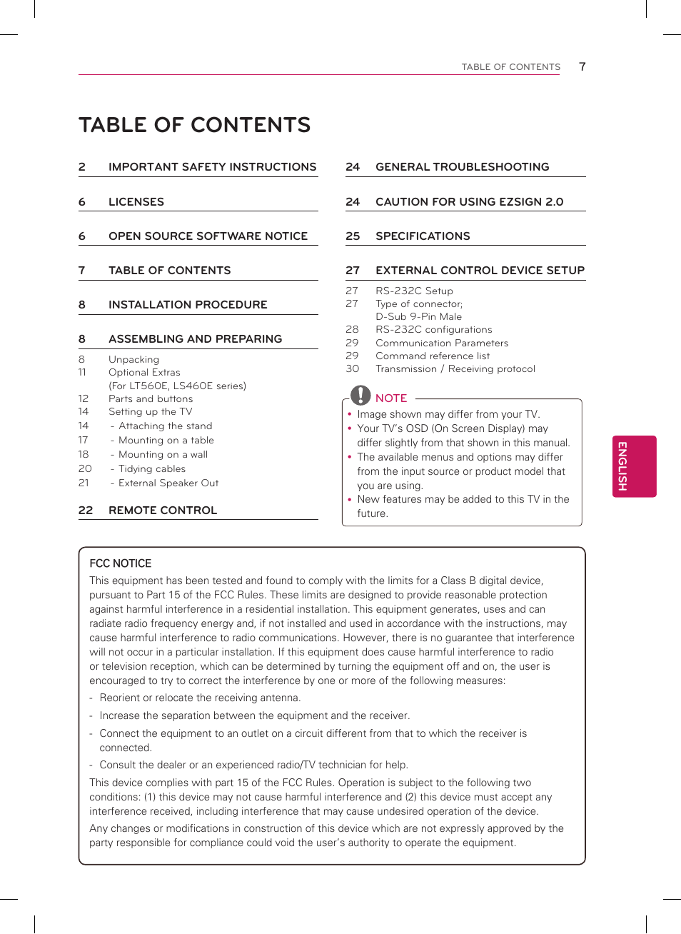 LG 22LT560C User Manual | Page 7 / 36