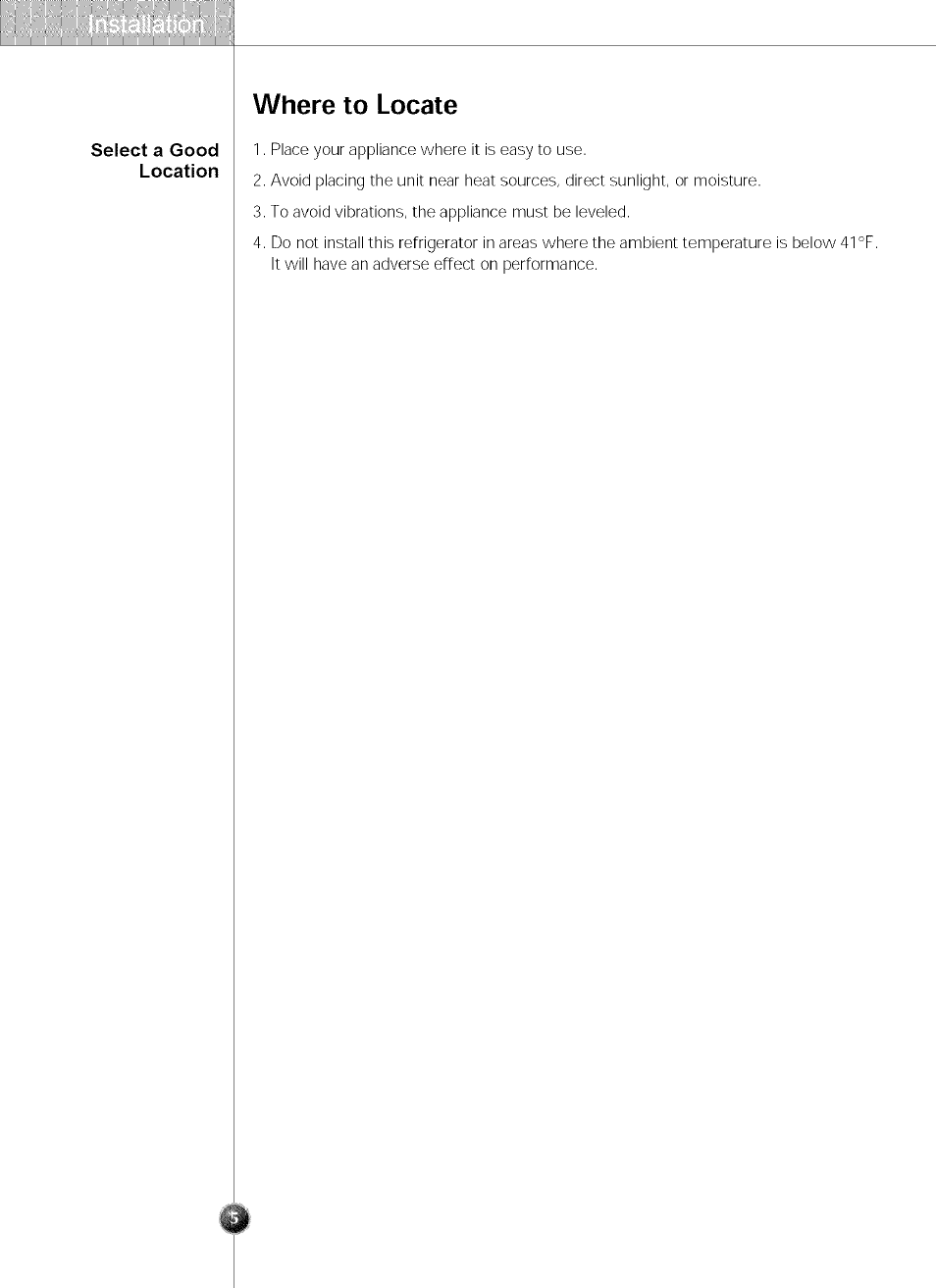 Where to locate | LG SXS LRSC 26980TT User Manual | Page 5 / 33