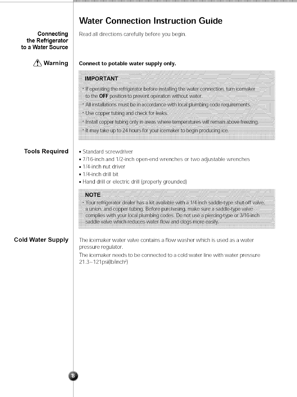 Water connection instruction guide | LG SXS LRSC 26980TT User Manual | Page 8 / 33