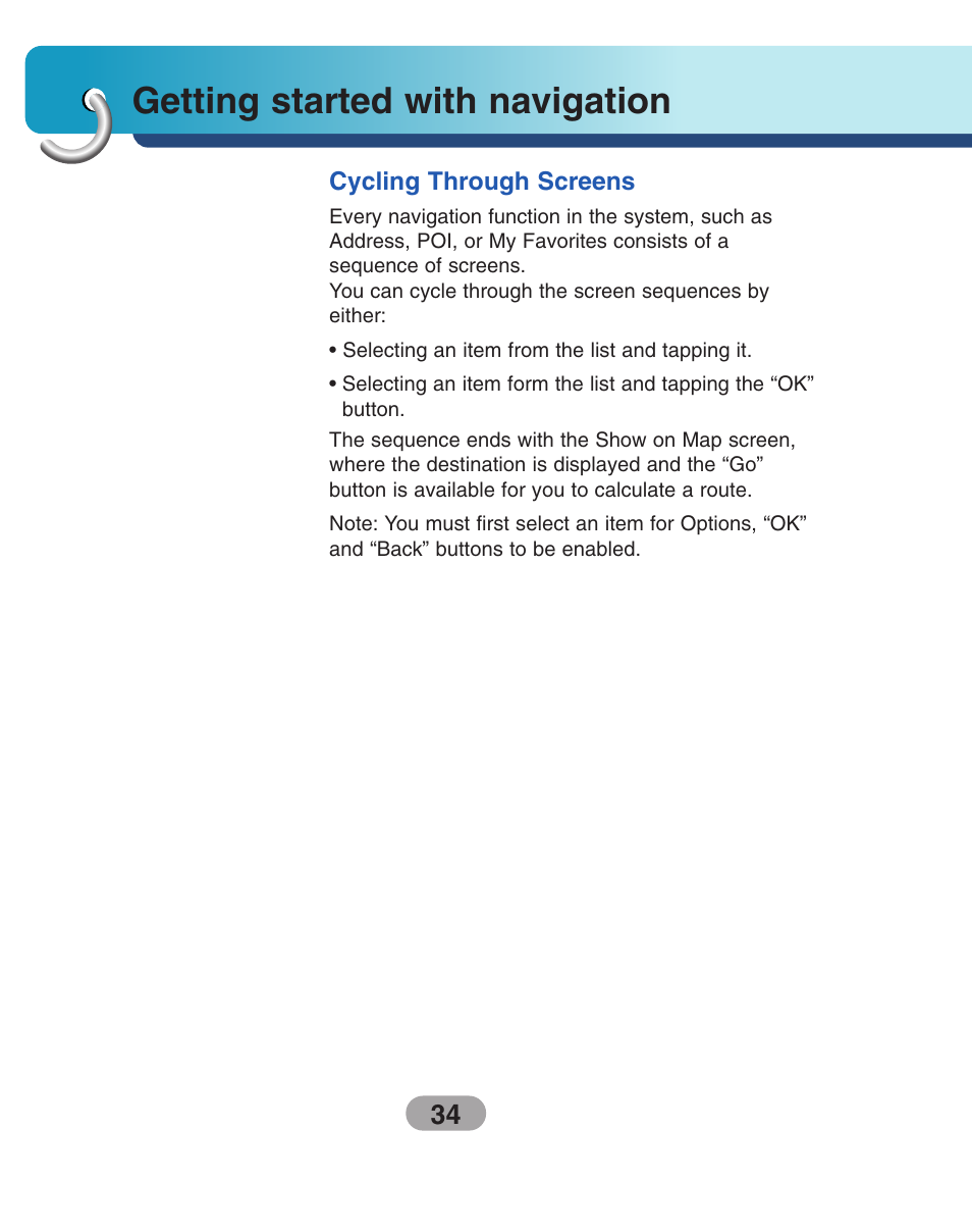 Enter address, Getting started with navigation | LG LN735 Series User Manual | Page 34 / 76