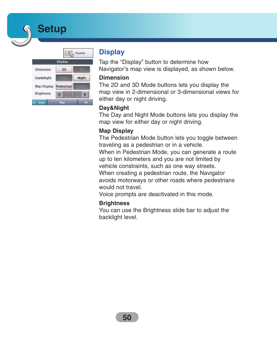 Setup, Display | LG LN735 Series User Manual | Page 50 / 76