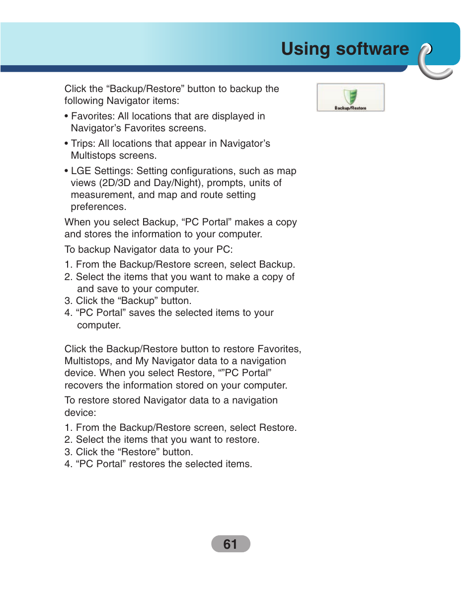 Using software | LG LN735 Series User Manual | Page 61 / 76