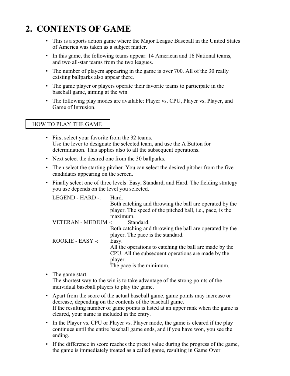 Contents of game | Sega World Series 2001 User Manual | Page 14 / 36