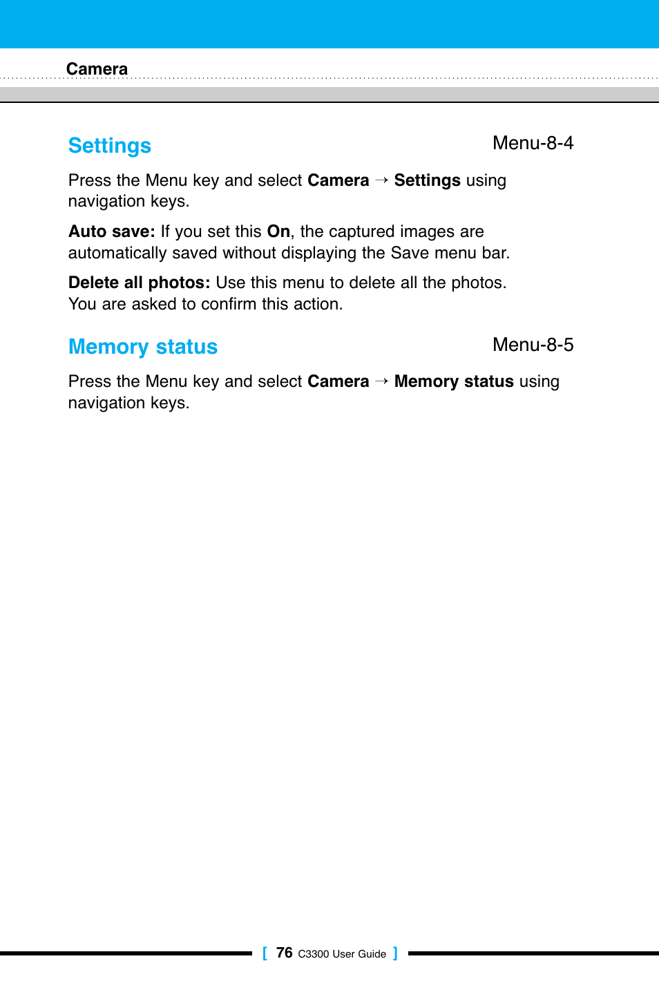 Settings | LG C3300 User Manual | Page 75 / 99