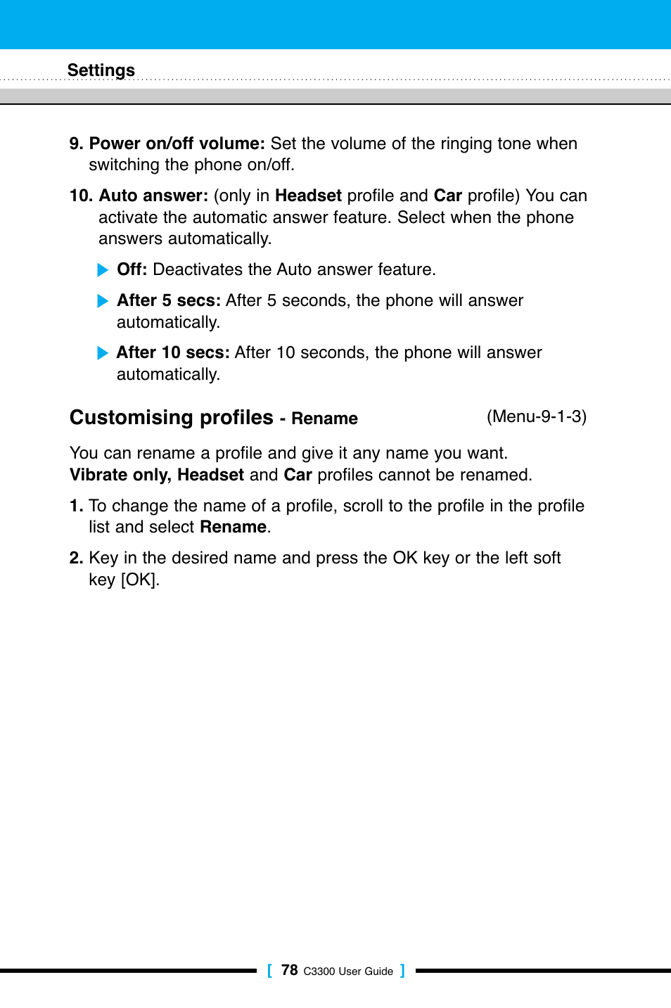 Customising profiles | LG C3300 User Manual | Page 77 / 99