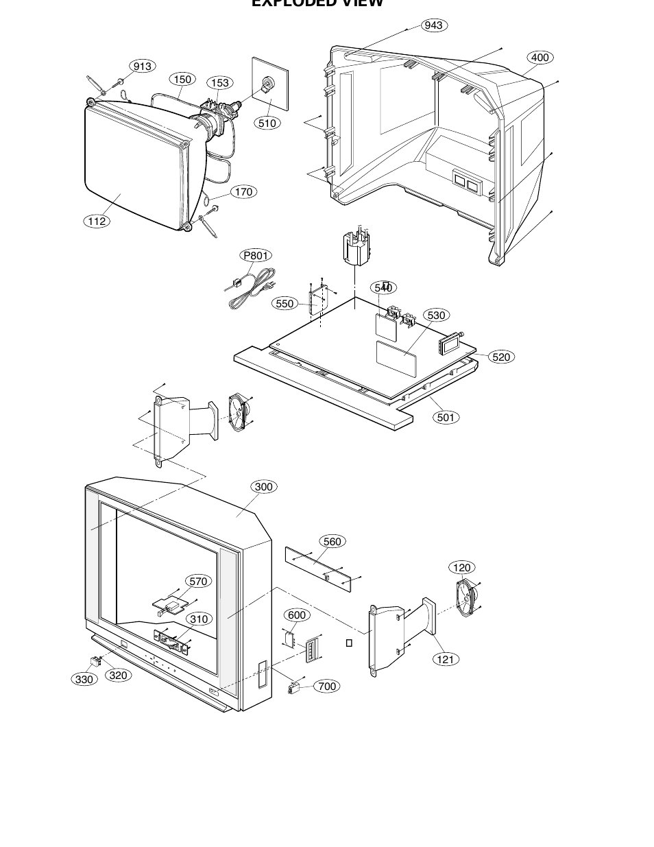 Exploded view | LG Color TV CT-25 User Manual | Page 14 / 29