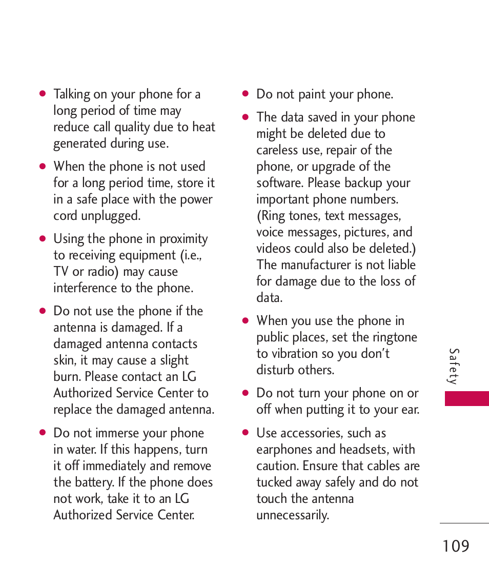 Do not paint your phone | LG Banter Touch MMBB0393601 User Manual | Page 111 / 145