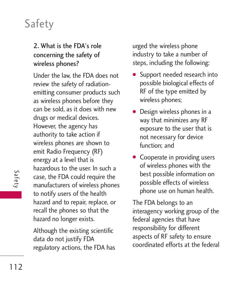 Safety | LG Banter Touch MMBB0393601 User Manual | Page 114 / 145