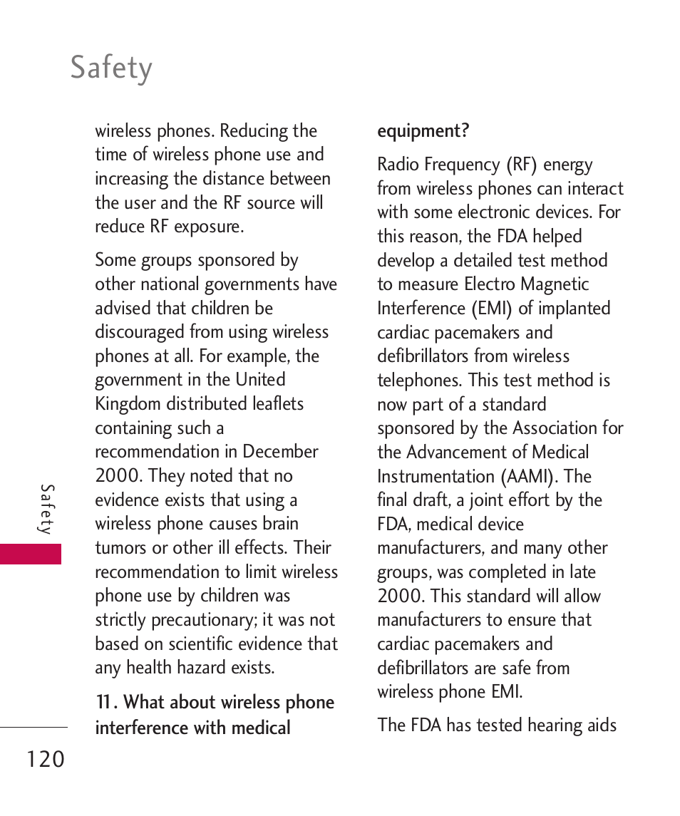 Safety | LG Banter Touch MMBB0393601 User Manual | Page 122 / 145