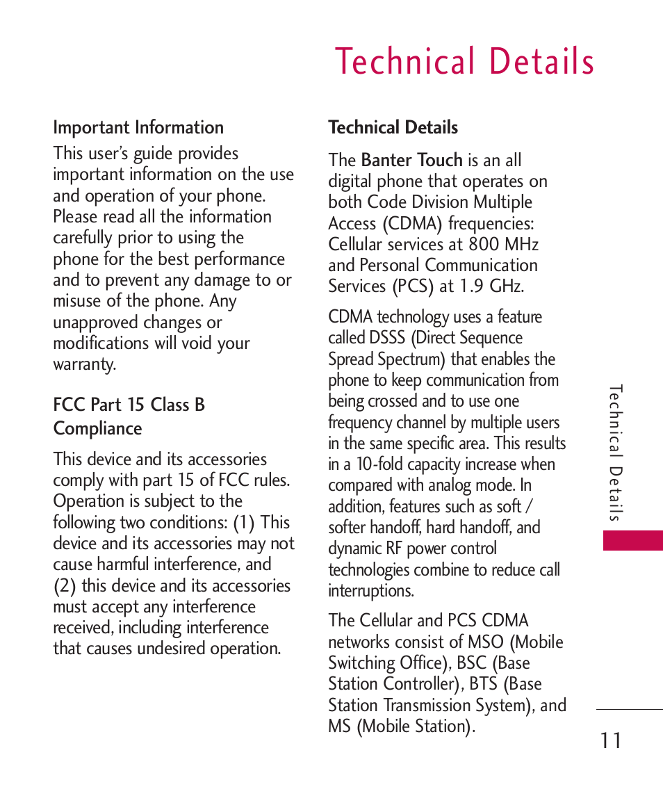 Technical details | LG Banter Touch MMBB0393601 User Manual | Page 13 / 145