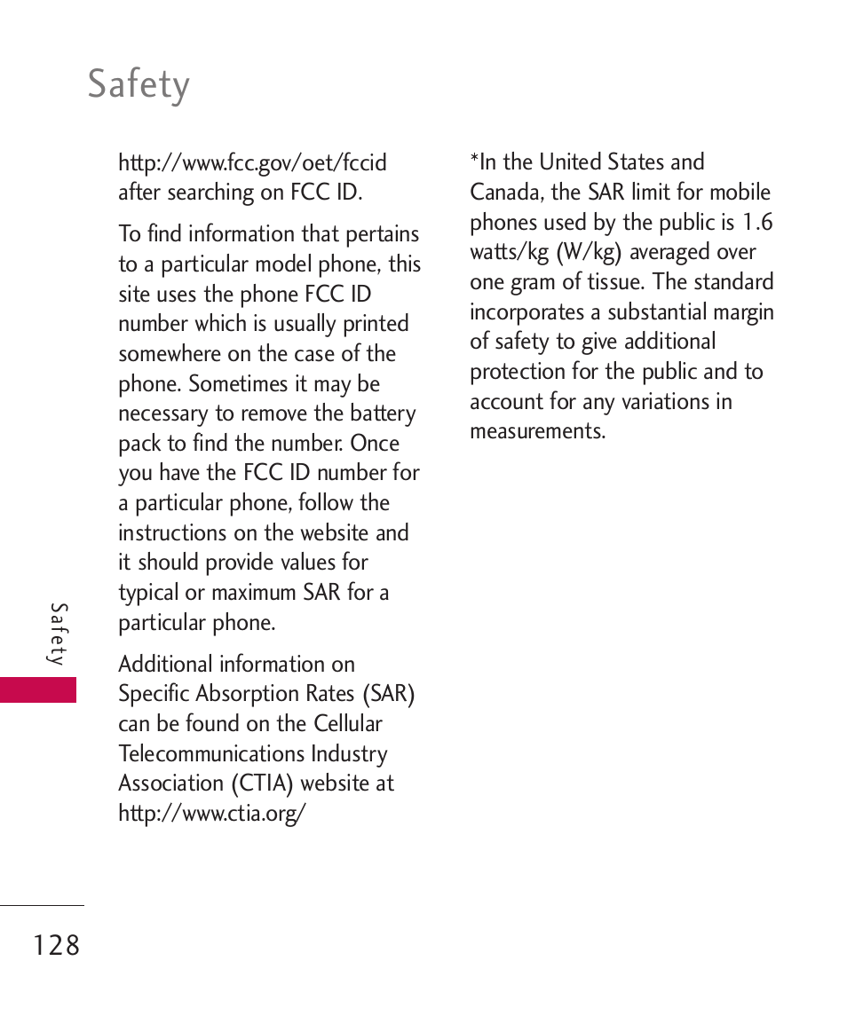 Safety | LG Banter Touch MMBB0393601 User Manual | Page 130 / 145
