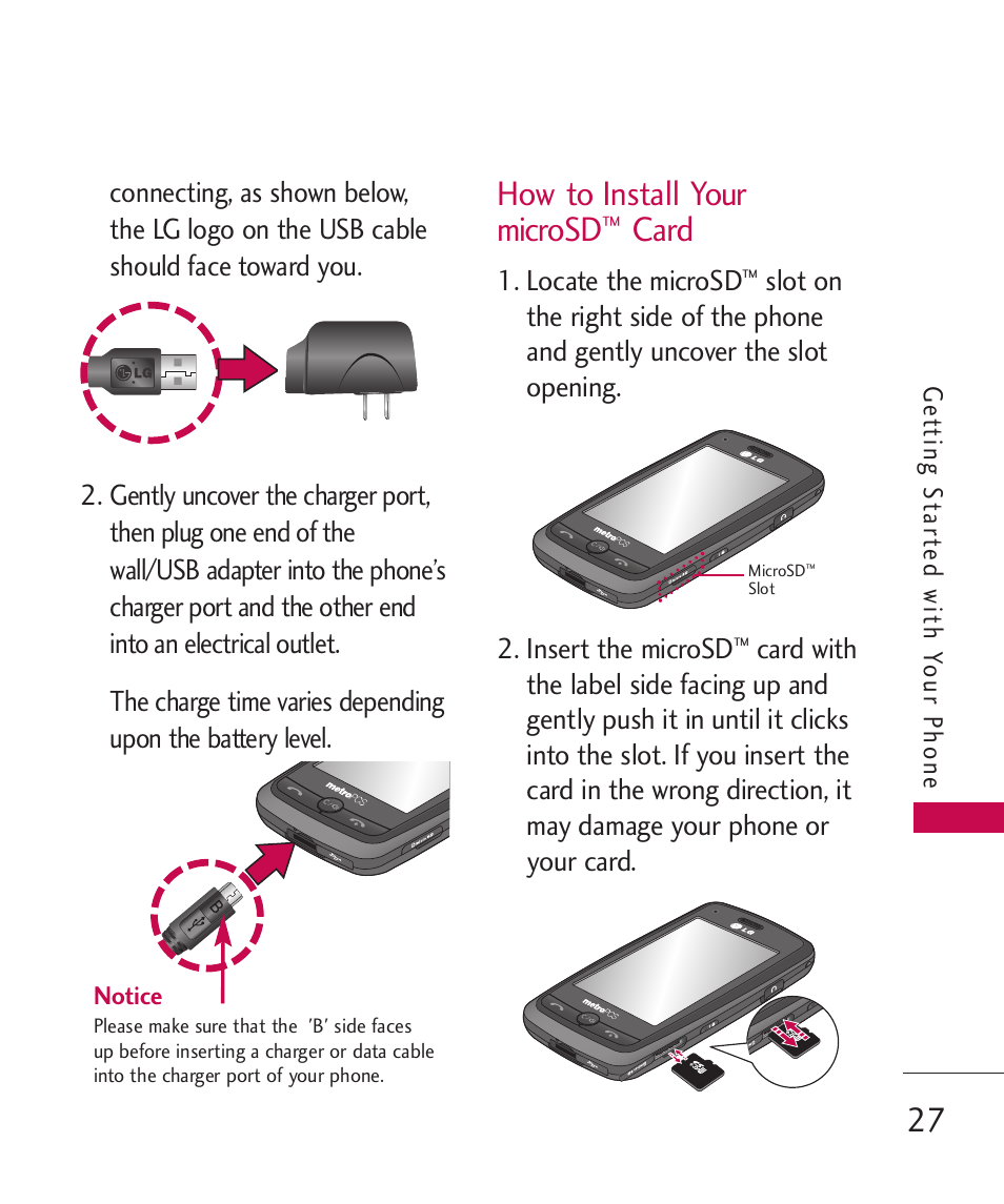 How to install your microsd, How to install your microsd™ card, Card | LG Banter Touch MMBB0393601 User Manual | Page 29 / 145