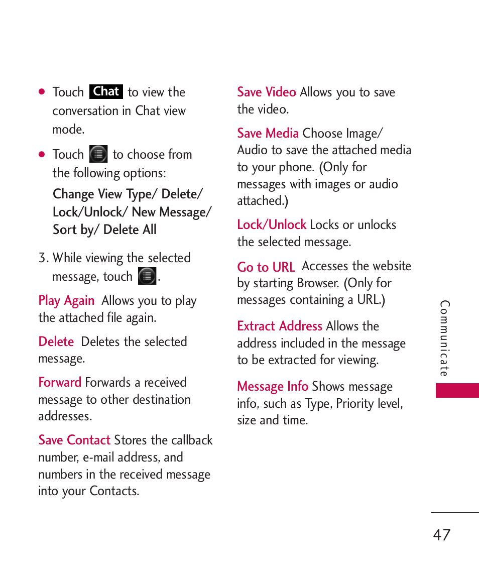 LG Banter Touch MMBB0393601 User Manual | Page 49 / 145