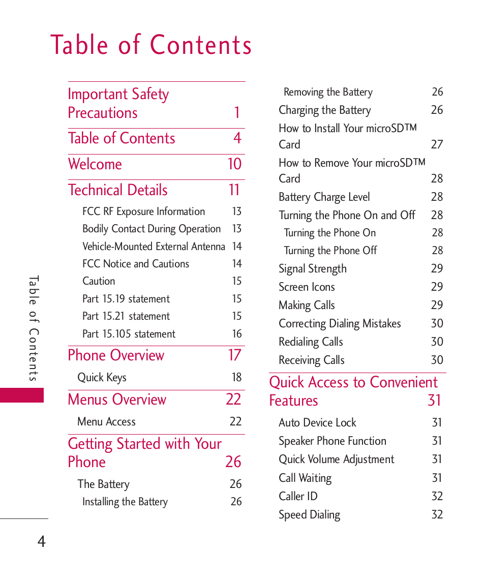 LG Banter Touch MMBB0393601 User Manual | Page 6 / 145