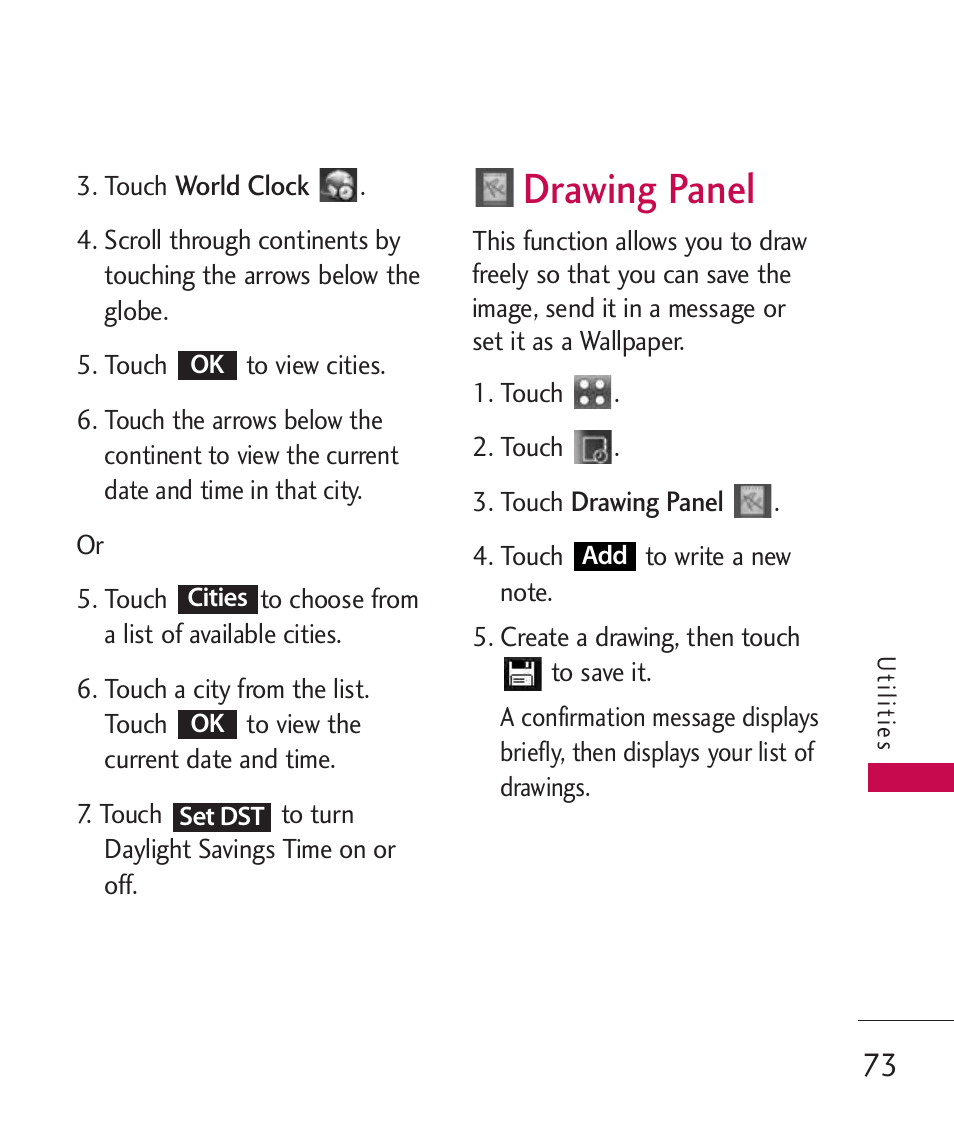 Drawing panel | LG Banter Touch MMBB0393601 User Manual | Page 75 / 145