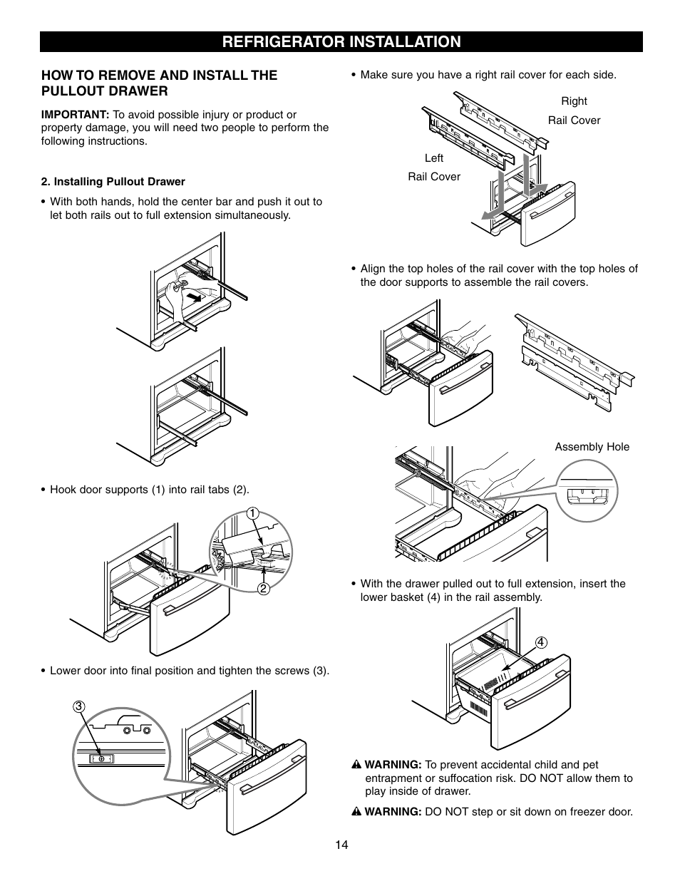 Refrigerator installation | LG LFC21760 User Manual | Page 14 / 36