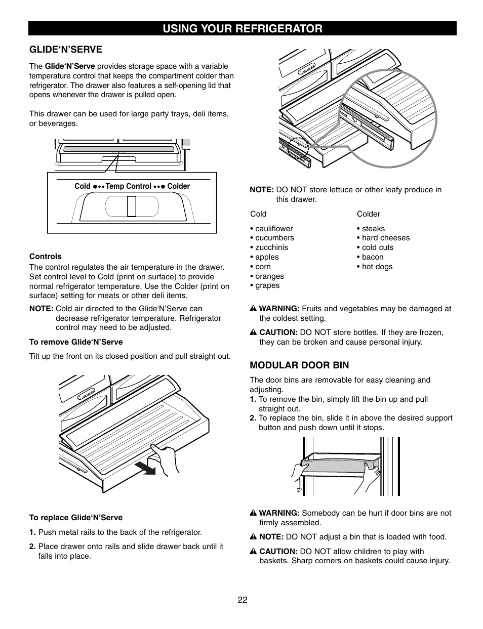 Using your refrigerator | LG LFC21760 User Manual | Page 22 / 36