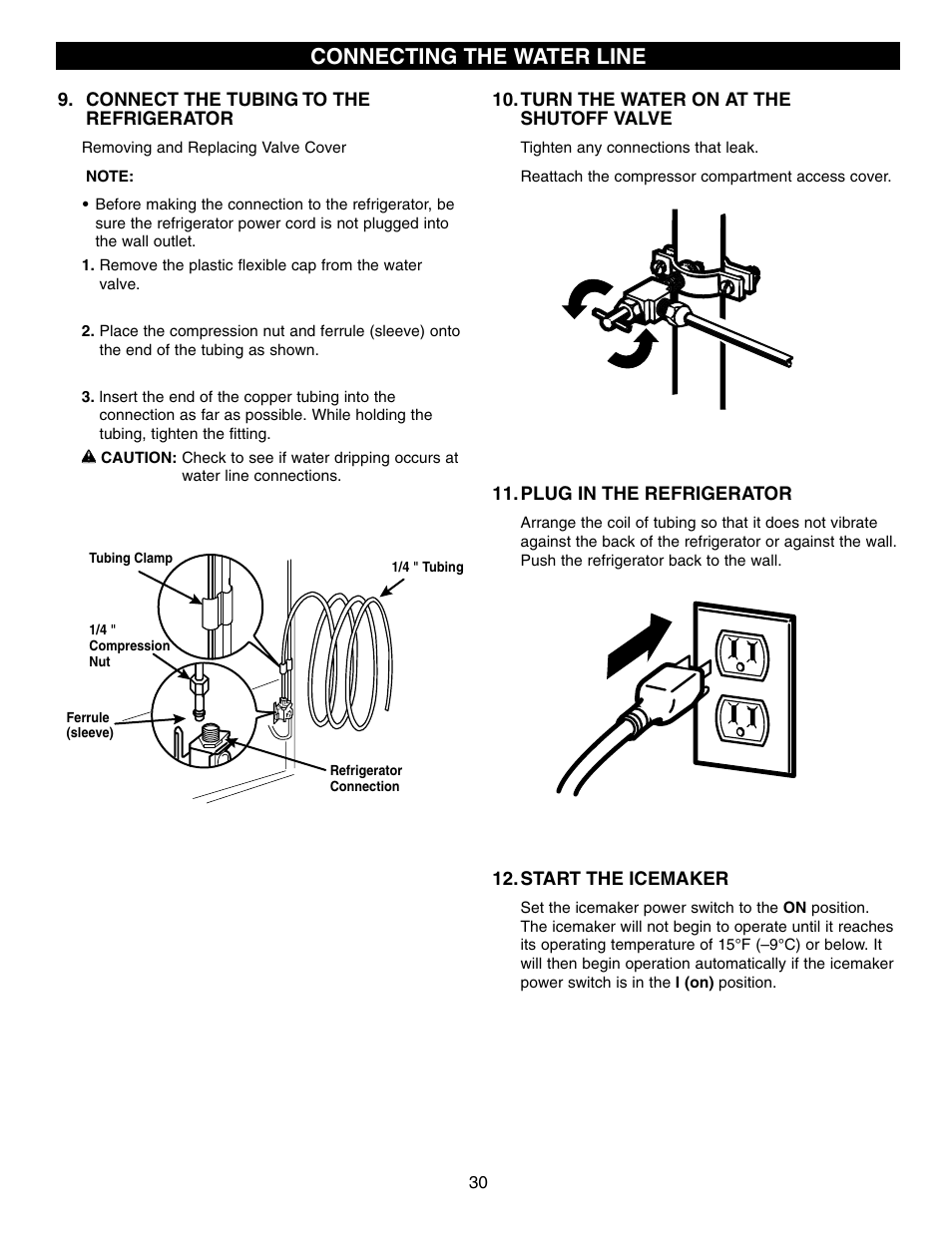 Connecting the water line | LG LFC21760 User Manual | Page 30 / 36