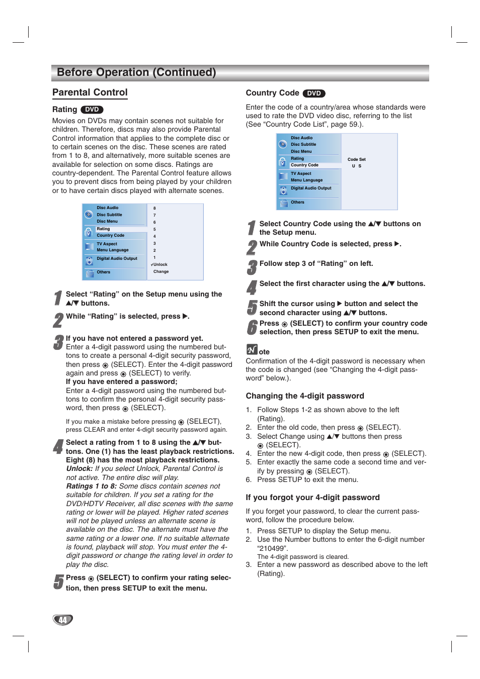 Before operation (continued) | LG LST-3510A User Manual | Page 44 / 64