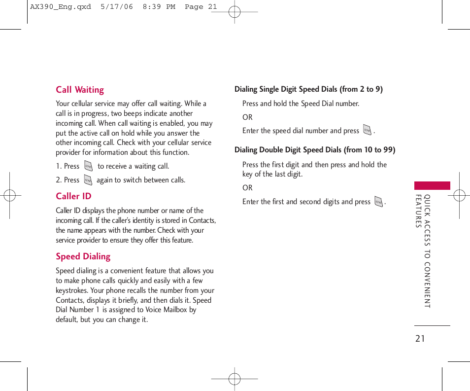 LG AX390 User Manual | Page 23 / 114