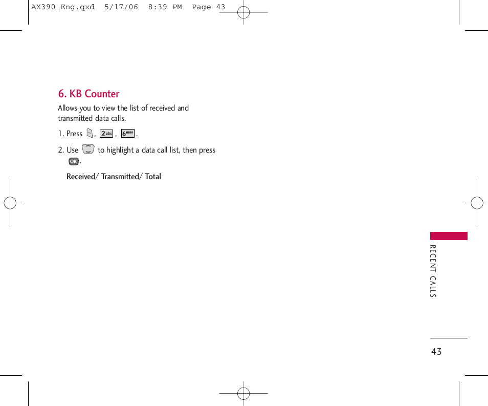 Kb counter | LG AX390 User Manual | Page 45 / 114