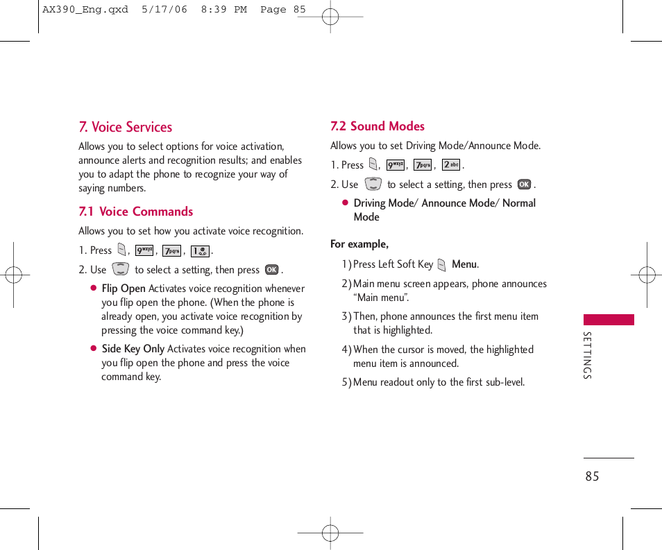 Voice services | LG AX390 User Manual | Page 87 / 114